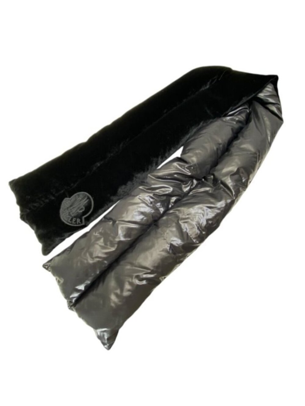 Moncler Velour Down Scarf Rayon Silk Black